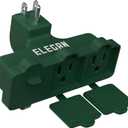 Elecan 3-Outlet Wall Plug Adapter Green,Heavy Duty Outdoor Power Splitter,Weatherproof Multi Outlet Extender with Safe Cover,3-Prong Grounded Plug,Ideal for Holiday, Home and Office,EL ETL