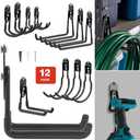 Wallmaster Garage Hooks Organizer Kit,12 Pack Adjustable Heavy Duty Shelving Hook,Wall Mount Utility Steel Garage Organization (Black)