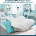 Cervical Pillow for Neck & Shoulder Pain Relief Sleeping - Ergonomic Contour Pillows - Memory Foam Pillow for Side, Back & Stomach Sleepers (Queen Size 25.5"Lx15.5"Wx5.5"H, White Blue)