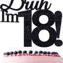 Bruh I'm 18 Cake Toppers - Double Sided Black Glitter, 18th birthday decorations for boys, 18th birthday decorations for girl, 18 boy cake topper, 18th birthdays cake topper