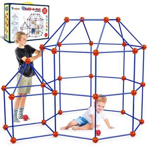 V-Opitos 180 Pack Fort Building Kits for Kids Age 4, 5, 6, 7, 8+ Years Old, Creative STEM Building Toys for DIY Castles, Tunnels, Play Tent, Ideal Christmas, Birthday Gifts for Boys & Girls