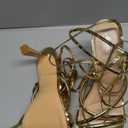 Mostrin Womens Sandals Strappy Heels for Women Lace Up Square Open Toe Heels Tie Up High Heeled Sandals for Prom, Party, Daily Wear, Size 11