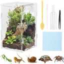 Jumping Spider Enclosure, Acrylic Ventilated Terrarium Habitat for Praying Mantis, Frog, Snail, Hermit Crabs & Small Pets, Reptile Terrarium(Color:Transparent)