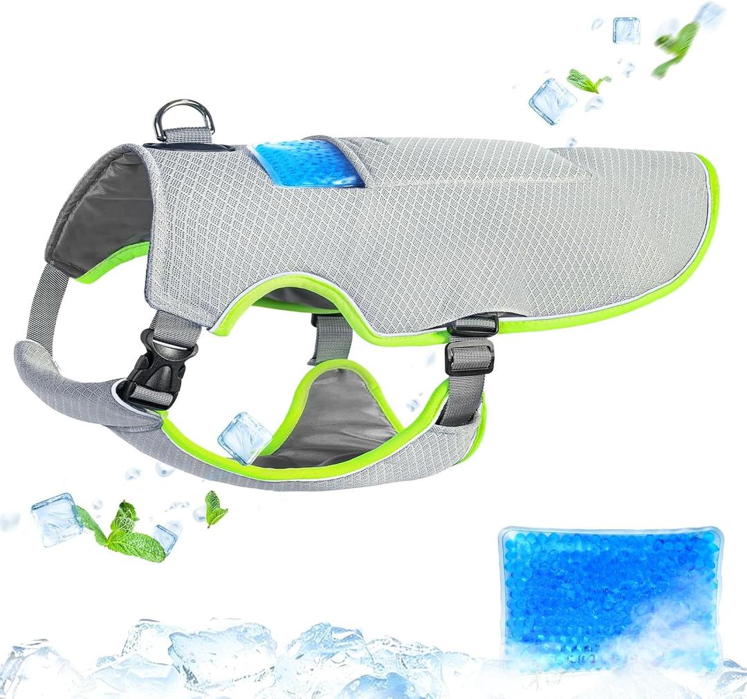 Mora Pets Dog Cooling Vest with Ice Pack Evaporation Cool Harness Adjustable Summer Shirt Pet Jacket for Hot Weather Fit Large Medium Small Dogs Grey S