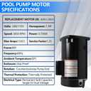 B2853 Pool Pump Motor 1 HP Up Rated Square Flange P56Y Frame 1.25 Service Factor 230/115 Volts 13.0/6.5 Max Amps 1.0hp Pump Motor B853 Compatible with Sta-Rite Jandy Superflo Whisperflo Pumps