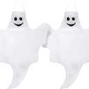 Skylety 2 Pcs 32 Inch Outdoor Halloween Ghost Decorations Tree Hanging Windsock White Flying Ghosts for Indoor Outdoor Tree Front Yard Porch Lawn Garden Pillar Party Decorations (Classic Style)