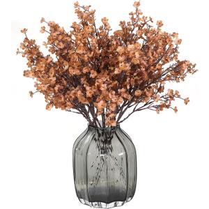 JAKY-Global Babys Breath Silk Artificial Flowers 12 Bundle Fake Plants Fall Decorations for Home Farmhouse Decor Wedding Party Decoration Bouquets DIY Garden (Dark Brown Pink 12pcs)