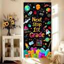 Graduation Party Decorations Door Cover 71x35 Congrats Graduate Class of 2025 Porch Banner Sign"Next Stop 1st Grade" Kids School Party Flag Classroom Door Decoration, Graduation Celebration