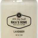 Nika's Home Lavender Soy Candle - 12oz Mason Jar - Non-Toxic - Hand Poured in The USA, Long Burning 50-60 Hours Highly Scented All Natural, Clean Burning