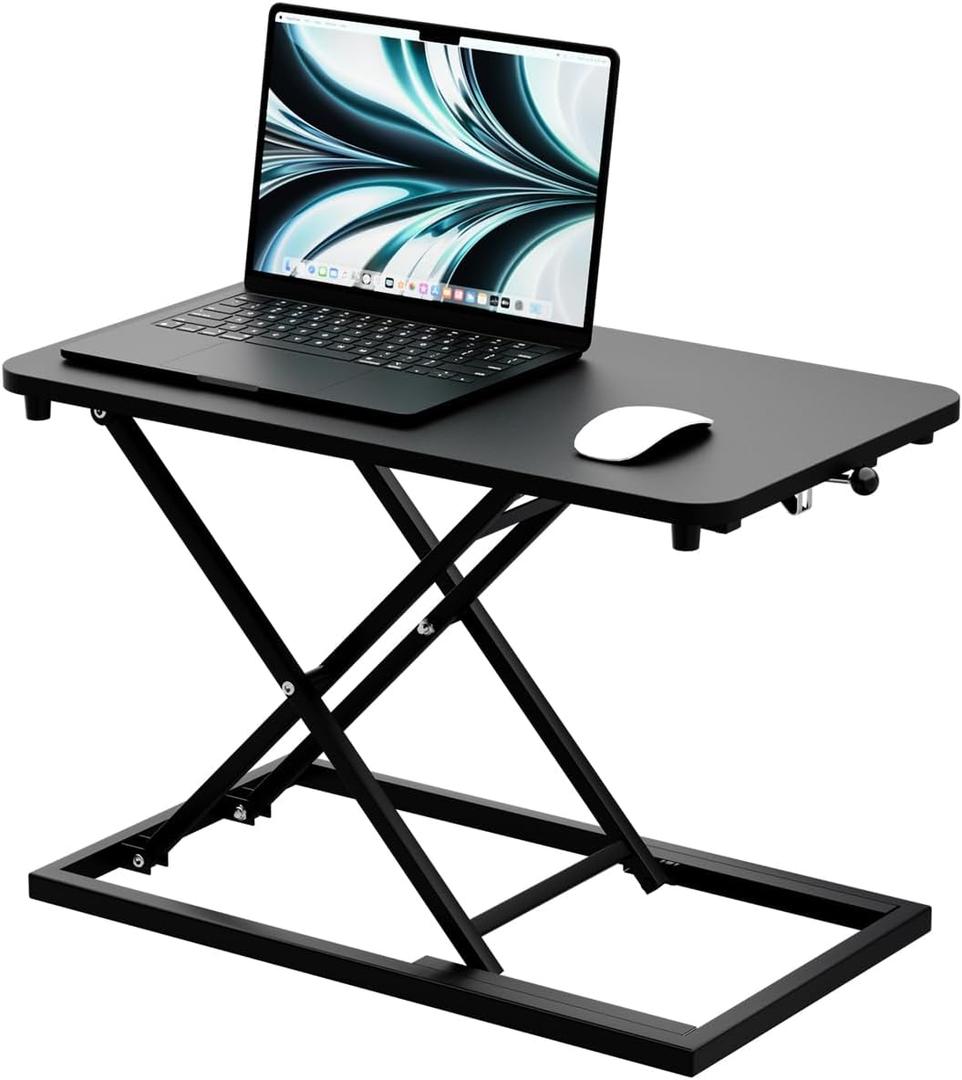 Almirantra Stand Up Desk Converter, Adjustable Height Table Top Riser - 23.6" x 13.4" Spacious Surface with Max Height of 15.2", Ideal for Ergonomic Sit Stand Workstations(Black)