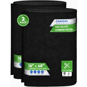 Cut to Fit Activated Carbon Filter Sheet 16 x 48 - Activated Carbon Air Filter for Air Purifiers Window AC Air Vent And More - Charcoal Filters Remove Odors & Freshens the Air (2-Pack)