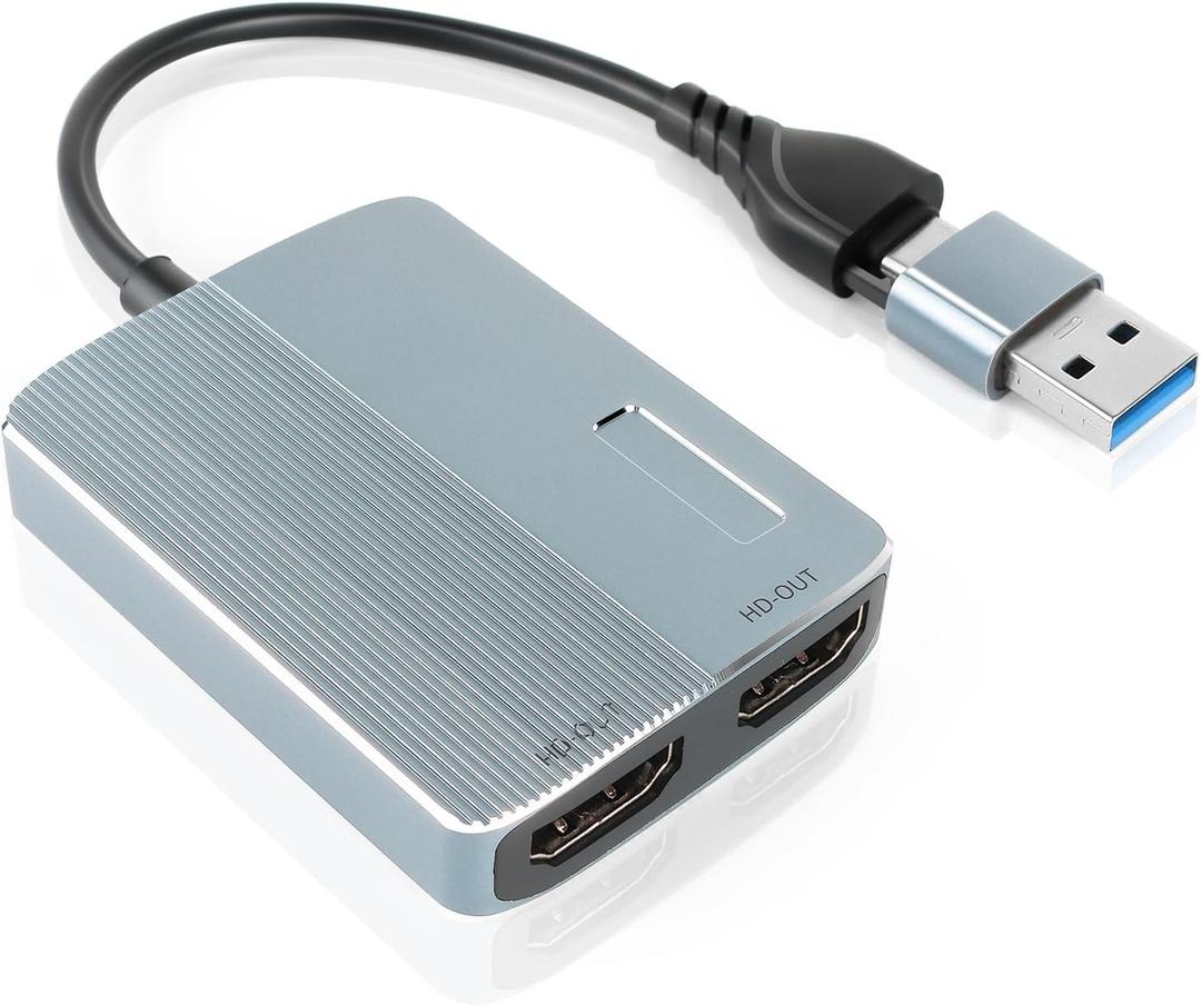 Weton USB 3.0 or USB C to HDMI Adapter for Dual Monitors,HDMI Splitter Extended Display Adapter for Windows Mac OS - Multi-Monitor Display 3 Separate Screen