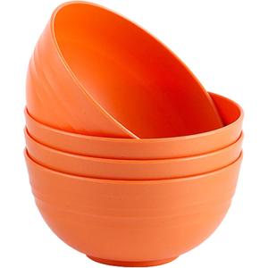 Unbreakable Wheat Straw Cereal Bowls Set of 4, 24 OZ Microwave and Dishwasher Safe Lightweight Soup and Salad Bowl Sets, Reusable Dessert Bowls for Rice, Pasta, Snack, Fruit, BPA Free (Orange) (Yellow)