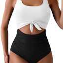 Eomenie Women's One Piece Swimsuit Tummy Control Slimming Bathing Suit Cutout Tie Knot Swimwear XL