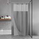 N&Y HOME Stall Waffle Shower Curtain with Snap-in Fabric Liner & Hooks Set - 36" x 72" Small Shower Stall Size, Hotel Style & Mesh Top Window, Machine Washable - 36x72, Gray