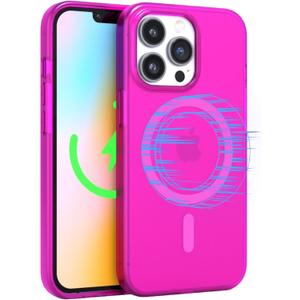 FELONY CASE - Stylish Neon Pink Crystal Clear Phone Case for iPhone 12 Pro Max, Compatible with MagSafe - 360 Shockproof Protective Cases