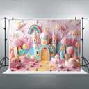 Pink Castle Flowers Photography Background Fantasy Fairy Tale Wonderland Background Pink Princess Castle Backdrop Girl Baby Kids Birthday Wedding Baby Shower Party Banner (A1, 7x5feet)