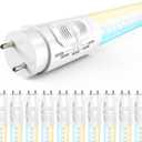 Sunco 10 Pack T8 LED Bulbs 4 Foot, LED Fluorescent Tube Replacement, 4ft LED Tube Light, Ballast Bypass, 18W, 2200 LM, Selectable CCT 3000K/3500K/4000K/5000K/6000K, Single Ended Power, Clear Lens UL.