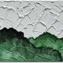 Hand-Painted Green White Texture Oil Painting Modern Abstract Canvas Wall Art Minimalist Color Block Artwork Home Decoration 20x40 Inches