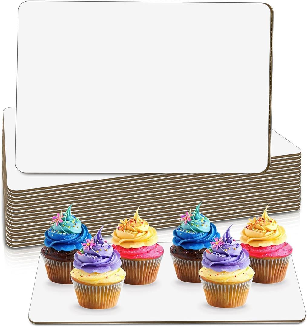 Rectangle Cake Boards, 13.75x9.75 Inches White Greaseproof Cardboard for Baking, Desserts, Pizza (15 Pack)