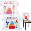 Tudomro 2 Pieces Birthday Chair Cover for Classroom It's My Birthday Chair Cover with Ribbons Cupcake Seat Back Decor for Kids Office Classroom School Home Dining Party Decor(Blue, Pink)