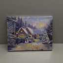 NIKKY HOME Christmas Wall Art, Led Christmas Canvas Prints, Candlesticks by the Window Pictures Wall Arts, Decor Light Up Winter Wall Art For Living Room Bedroom Xmas Party Gift 12" X 16"