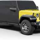 Gladiator Cab Cover for Jeep Gladiator JT 2020-2024 4 Door 600D Oxford Gladiator Cover with 6 Gust Hooks Half Cover Protect from Sunshine, UV, Snow, Rain, Wind, Scratch Resistant Black