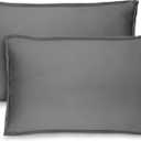 Bare Home Standard Pillow Sham Covers - Set of 2 - Premium 1800 Ultra-Soft Microfiber - Double Brushed - Stain & Fade Resistant - Bed Pillow Shams - Pillows Not Included (Set of 2, Grey)