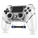 Wireless Controller Compatible with PS4/Pro/Slim, Black ps4 controller with Dual Vibration, 1000mAh Battery, 6-Axis Motion Sensor, Built-in Speaker & 3.5mm Headphone Jack, Charging Cable (White)
