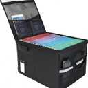 Upgraded 6400F Fireproof Document File Organizer Box, Fireproof Storage Filing Cabinet with Lock, Portable Office Safe Box for Hanging Letter/Legal Folder 16.1 x 12.9 x 11in (Black)