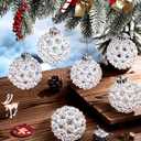 Norme 6 Pcs Beaded Crystal Christmas Balls Ornaments Handmade Ball 3.15 Inch Christmas Tree Decorations Hanging Acrylic Crystal Ornament for Xmas Wedding Party Holiday Decor