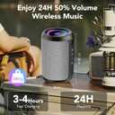 Portable Bluetooth Speaker with Lights, Bluetooth 5.4 Speaker, Powerful Crystal Clear Sound,All Day Playtime,15W Loud Stereo Sound,IPX7 Waterproof,TWS pairing for Outdoor/Home/Party/Travel(Gray)