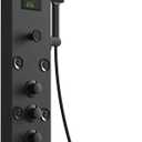 Homevacious 5 In 1 Shower Panel Tower System LED Rain Waterfall Shower Head and Adjustable Massage Body Jets 3 Settings Handheld Head and Tub Spout Stainless Steel Bathroom Panel Matte Black