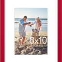DecorUhome 8x10 Picture Frame, Display Pictures 5x7 with Mat or 8x10 without Mat, Wall & Tabletop Display Photo Frame, Red, 1 Pack