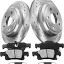 Rear Brake Pads and Rotors Kit Compatible with 2011-2020 Jeep Grand Cherokee, 2011-2020 Dodge Durango| Low Dust Noise Free-Drilled Slotted Brake Rotors Kit | 53061 & D1498-8698/329.9mm(13in)