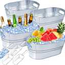 4 Gallon Ice Buckets for Parties, IKAYAS Galvanized Metal Ice Bucket Ice Tub with Scoop for Cocktail Bar Mimosa Bar Supplies, Large Champagne Bucket Beer bucket Metal Tub (4 Pack)