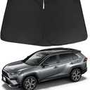 D-Lumina RAV-4 Windshield Sunshade Compatible with 2019 2020 2021 2022 2023 2024 2025 Toyota RAV4 - Foldable Front Window Sun Shade Shield Protector (Black&Silver-210T Reflective Fabric Material)