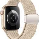 Braided Bands Compatible with Apple Watch Band 49 46 45 44 42 41 40 38mm Women Men Stretchy Solo Loop Nylon Strap for iWatch Ultra 2 SE Series 10 9 8 7 6 5 4 (42/44/45/46/49, Starlight)