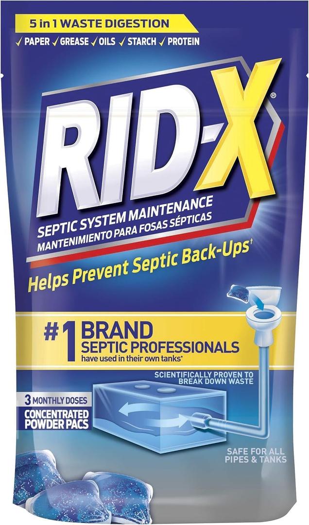 RID-X Septic Tank Treatment Pods – 3 Month Supply, Dual Action Enzymes and Bacteria to Break Down Waste & Prevent Backups