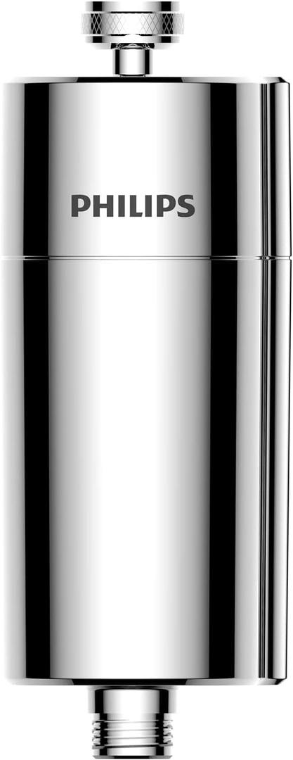 Philips Shower Filter, Water Softener for Hard Water Shower Head Filtration with Double Mesh & NSF Certified KDF Material, Reducing Chlorine/Impurities/Rust Sediments for Handheld Showerhead AWP1775CH (Filter Set - Chrome)