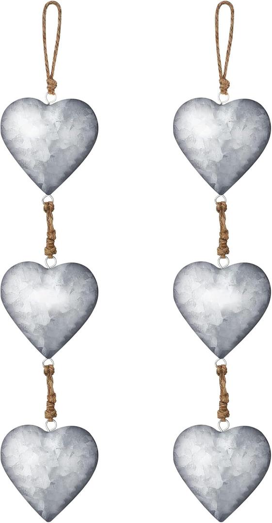 Moxweyeni 2 Pack Metal Heart Wall Decor Valentines Heart Decorations Galvanized Vintage Hearts Hanging Sign Rustic Country Love Wall Art for Couples Anniversary Gift Indoor Outdoor Home