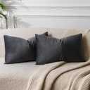 JUSPURBET Dark Gray 24x16 inch Pillow Cover Set of 2 Decorative Rectangular Lumbar Velvet Throw Cushion Cases for Living Room Sofa Bedroom Soft Durable Premium Velvet Fabric