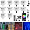 LED Recessed Deck Light Kits-10 Pack 31mm WiFi Bluetooth Smart Control Low Voltage RGBW Deck Lights Outdoor IP67 Waterproof for Steps, Floors, Yard, Path Decor, Work with Alexa & Google Assistant