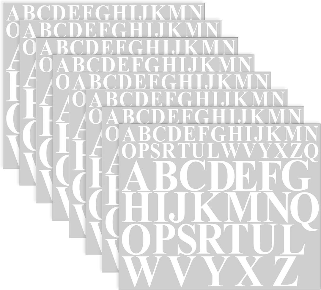 Fulmoon 8 Sheets 416 Pcs Vinyl Letters Stickers Alphabet Number Self Adhesive Letters Stick on Vinyl Waterproof Mailbox Decals for Mailbox Signs Window Door Cars(White,2 Inch, 3 Inch)