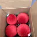 Riceshoot 45 Pcs 3.15 Inch Velvet Christmas Tree Ornaments Set Include 15 Christmas Balls and 30 Vintage Bows Hanging Ornaments for Xmas Tree Door Garland Holiday Anniversary Party (Red)