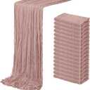16 Pack Dusty Pink Cheesecloth Table Runner 20 x 120 inch Gauze Table Runners 10 FT Long,Semi Sheer Cheese Cloth Fabric Table Runner Bulk for Wedding,Party,Baby Shower,Bridal Shower Decoration