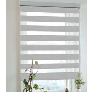 KCO Zebra Blinds for Windows, Dual Layer Roller Sheer Shades Blinds for Day and Night, Light Control Window Treatments Shades with Valance Cover, 36" W x 72" L, Marble Grey