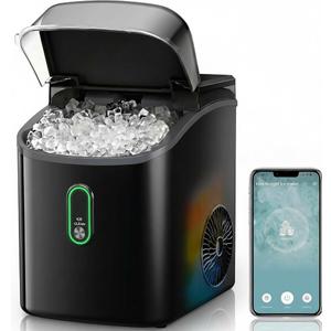 Silonn WiFi Nugget Ice Maker Countertop, 33Lbs/24H Soft Chewable Pebble Ice Machine, Timer Function & App Status Alerts, Compact for Home, Kitchen & Office Use