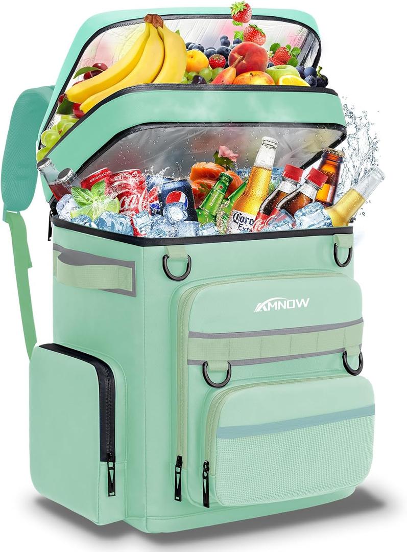 Backpack Cooler Insulated Leak Proof for Men Women 50 Cans Soft Cooler Backpack Insulated Waterproof Large Capacity Coolers Bag Portable for Lunch Camping Travel Picnic Hiking Ligth Green