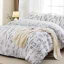 MUXHOMO Duvet Cover King Size, Reversible Floral White Duvet Cover Set with Zipper Closure, 3 Pieces Botanical Patterns Soft Microfiber Bedding Set (90"x104", 2 Pillow Cases 20"36")
